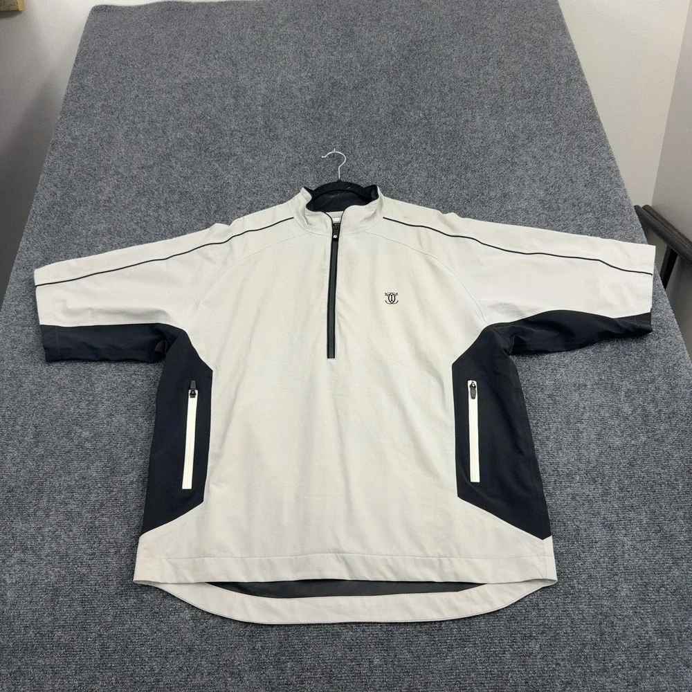 Footjoy DryJoys Pullover Jacket Mens L White Polyester Quarter Zip Golf Gorpcore